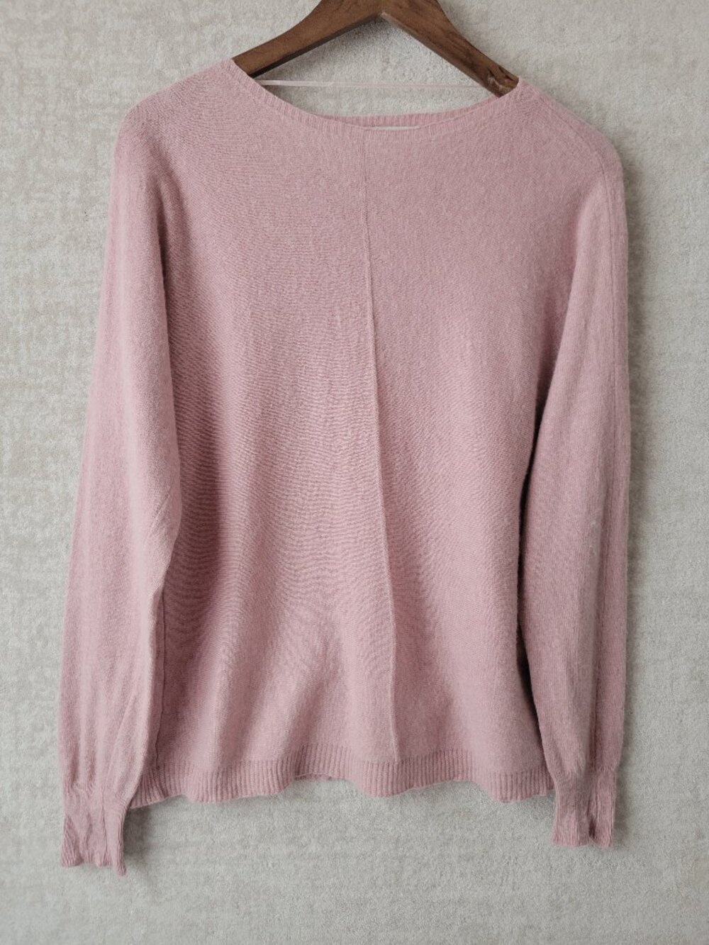 Bianco & Blu Pink Cashmere Wool Silk Blend Sweater Made in Italy Large Luxe Chic